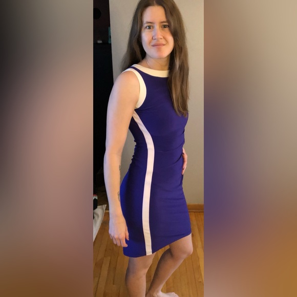 Sporty purple and white dress by Chaps. Size: S. Great quality! Zipper works - Picture 3 of 7